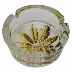 Ashtray Round Glass 10cm | Cannabis Art Series | Design 3 | Weed Plant 3