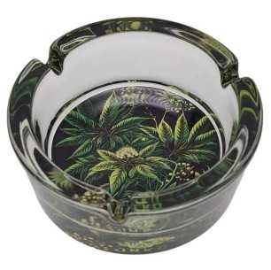 Popelník kulatý skleněný 10cm | Cannabis Art Series | Design 5 | Plevelová rostlina 5