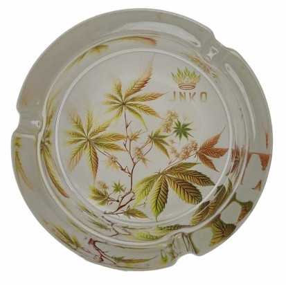 Cenicero Redondo Vidrio 10cm | Serie de arte cannábico | Diseño 1 | Planta de malezas 1