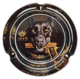 Aschenbecher Rund Glas 10cm | Luxus-Kunstserie | Entwurf 1 | Mafia-Hund