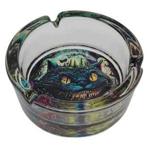 Cendrier Rond Verre 10cm | Série psychédélique | Conception 1 | Pays des merveilles 1