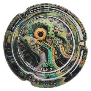 Popelník kulatý skleněný 10cm | Psychedelický seriál | Design 8 | Chobotnice 1