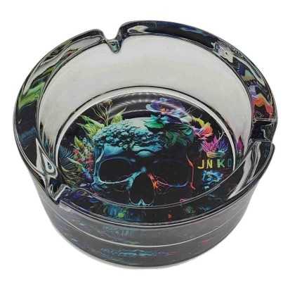 Popelník kulatý skleněný 10cm | Psychedelický seriál | Design 11 | Lebka 2