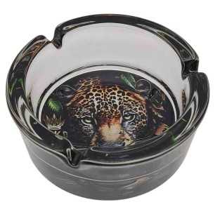 Aschenbecher Rund Glas 10cm | Savage Animals-Serie | Entwurf 4 | Jaguar