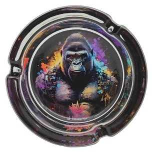 Aschenbecher Rund Glas 10cm | Savage Animals-Serie | Entwurf 5 | Gorilla