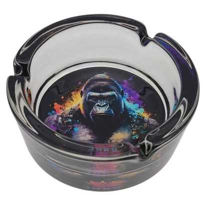 Aschenbecher Rund Glas 10cm | Savage Animals-Serie | Entwurf 5 | Gorilla