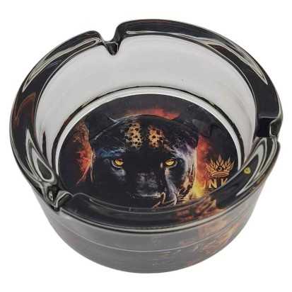 Aschenbecher Rund Glas 10cm | Savage Animals-Serie | Entwurf 6 | Panther