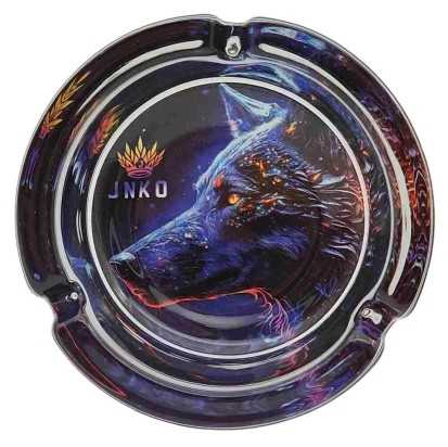 Popelník kulatý skleněný 10cm | Řada Savage Animals | Design 12 | Vlk