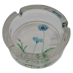 Cenicero Redondo Vidrio 10cm | Serie de flores botánicas | Diseño 3 | acianos