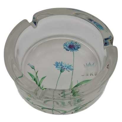 Cenicero Redondo Vidrio 10cm | Serie de flores botánicas | Diseño 3 | acianos