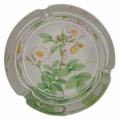 Cenicero Redondo Vidrio 10cm | Serie de flores botánicas | Diseño 4 | Escaramujos