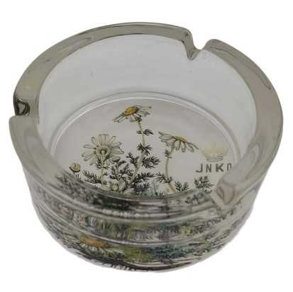 Cenicero Redondo Vidrio 10cm | Serie de flores botánicas | Diseño 5 | Manzanilla