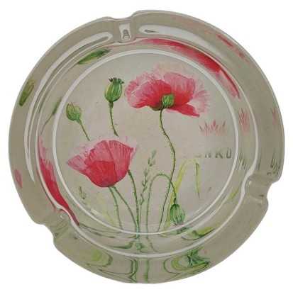 Cenicero Redondo Vidrio 10cm | Serie de flores botánicas | Diseño 6 | Amapola
