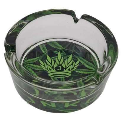 Popelník kulatý skleněný 10cm | Série Marihuana | Design 2 | Listy plevele 2