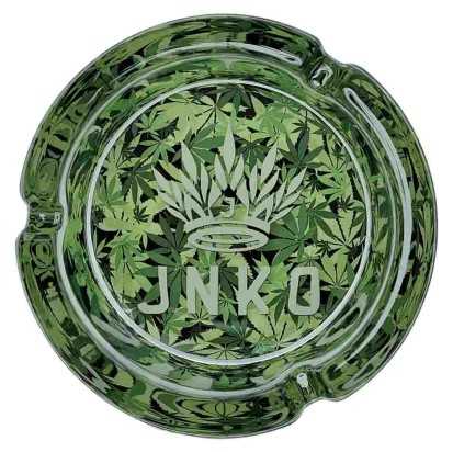 Cenicero Redondo Vidrio 10cm | Serie Marihuana | Diseño 3 | Hojas de hierba 3