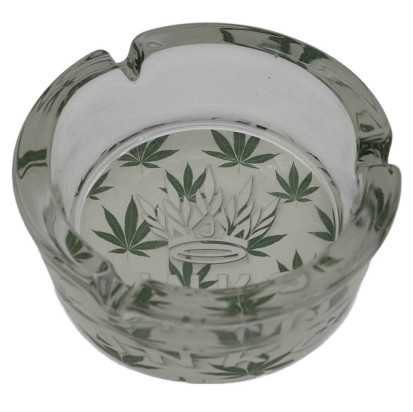 Asbak Rond Glas | Marijuana | Wietblaadjes 4