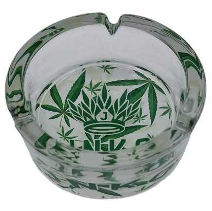 Cenicero Redondo Vidrio 10cm | Serie Marihuana | Diseño 6 | Hojas de hierba 6