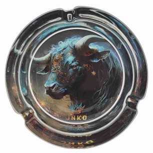 Aschenbecher Rund Glas 10cm | Sternzeichen-Serie | Entwurf 2 | Stier