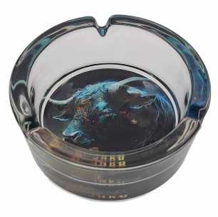 Cendrier Rond Verre 10cm | Série Signes du Zodiaque | Conception 2 | Taureau