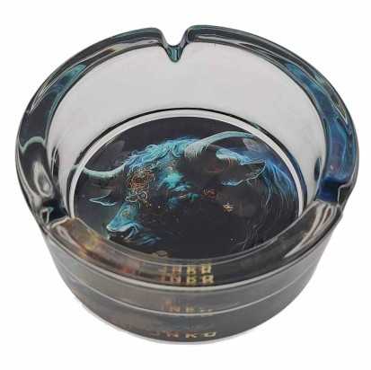 Aschenbecher Rund Glas 10cm | Sternzeichen-Serie | Entwurf 2 | Stier