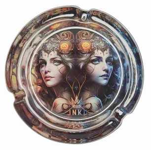 Ashtray Round Glass 10cm | Zodiac Signs Series | Design 3 | Gemini