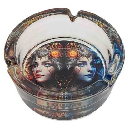 Ashtray Round Glass 10cm | Zodiac Signs Series | Design 3 | Gemini