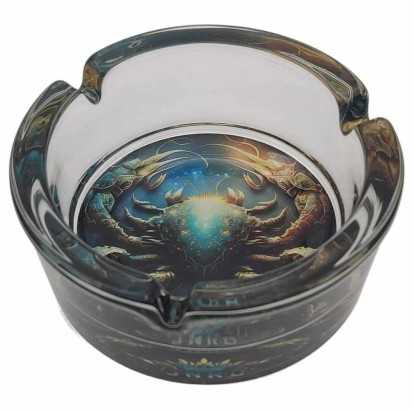 Aschenbecher Rund Glas 10cm | Sternzeichen-Serie | Entwurf 4 | Krebs