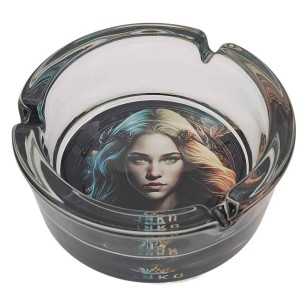 Cendrier Rond Verre 10cm | Série Signes du Zodiaque | Conception 6 | Vierge