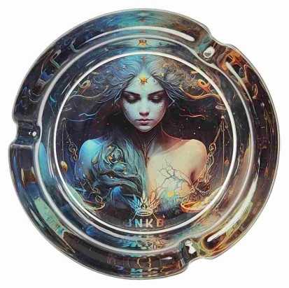 Ashtray Round Glass 10cm | Zodiac Signs Series | Design 7 | Libra