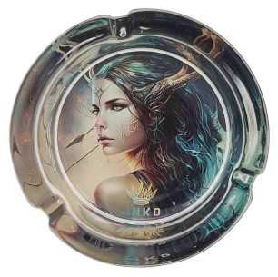 Cendrier Rond Verre 10cm | Série Signes du Zodiaque | Conception 9 | Sagittaire