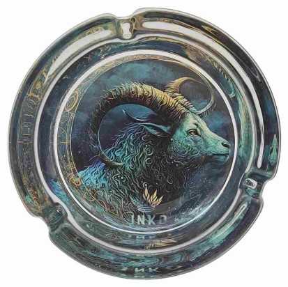 Asbak Rond Glas 10cm | Zodiac Signs Serie | Design 10 | Steenbok
