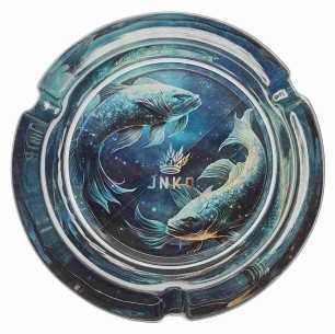 Cendrier Rond Verre 10cm | Série Signes du Zodiaque | Conception 12 | Poissons