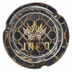 Ashtray Round Glass 10cm | Abstract Art Series | Design 3 | Black & Gold Honeycumb