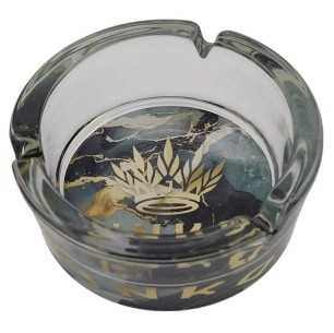 Asbak Rond Glas | Marble Art | Zwart & Goud
