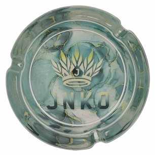 Cenicero Redondo Vidrio 10cm | Serie de mármol de lujo | Diseño 1 | Gris y dorado
