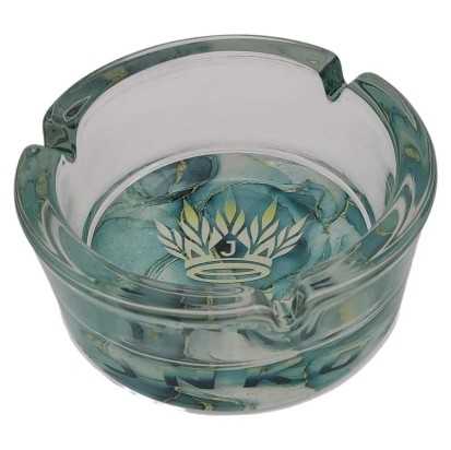 Cendrier Rond Verre 10cm | Série de marbre de luxe | Conception 1 | Gris et Or