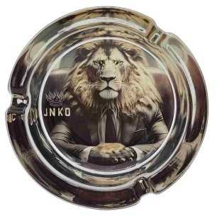 Aschenbecher Rund Glas 10cm | Suited Animals-Serie | Entwurf 1 | Boss Löwe