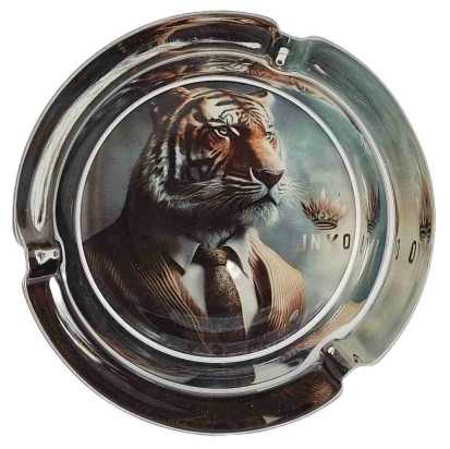 Asbak Rond Glas 10cm | Suited Animals Serie | Design 3 | Suited Tiger