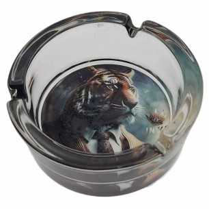 Asbak Rond Glas 10cm | Suited Animals Serie | Design 3 | Suited Tiger