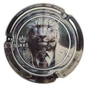 Asbak Rond Glas 10cm | Suited Animals Serie | Design 4 | Suited Snow Leopard