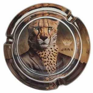 Aschenbecher Rund Glas 10cm | Suited Animals-Serie | Entwurf 5 | Passender Gepard