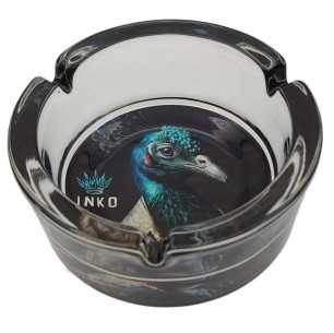 Asbak Rond Glas 10cm | Suited Animals Serie | Design 8 | Suited Peacock