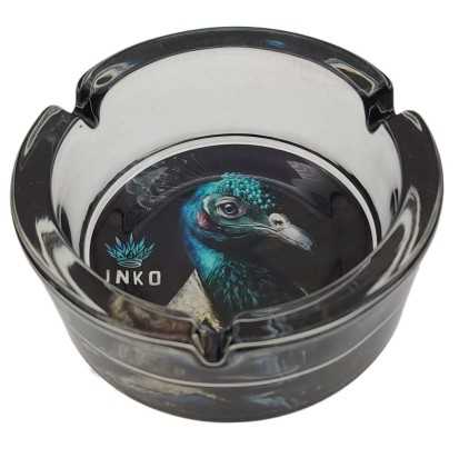 Asbak Rond Glas 10cm | Suited Animals Serie | Design 8 | Suited Peacock