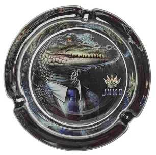 Ashtray Round Glass 10cm | Suited Animals Series | Design 11 | Suited Crocodile