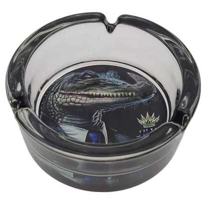 Aschenbecher Rund Glas 10cm | Suited Animals-Serie | Entwurf 11 | Geeignetes Krokodil