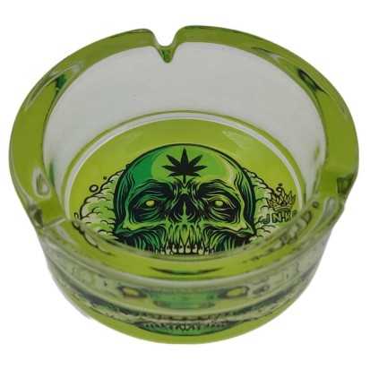 Cendrier Rond Verre 10cm | Restez série 420 | Conception 2 | Crâne Fumeur 1