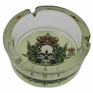 Cenicero Redondo Vidrio 10cm | Quédate Serie 420 | Diseño 4 | Hojas de calavera