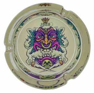 Aschenbecher Rund Glas 10cm | Stay 420-Serie | Entwurf 5 | Rauchender Vulkan