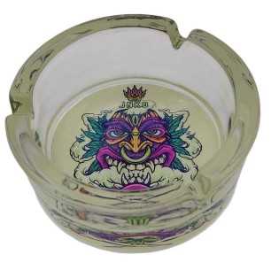 Aschenbecher Rund Glas 10cm | Stay 420-Serie | Entwurf 5 | Rauchender Vulkan