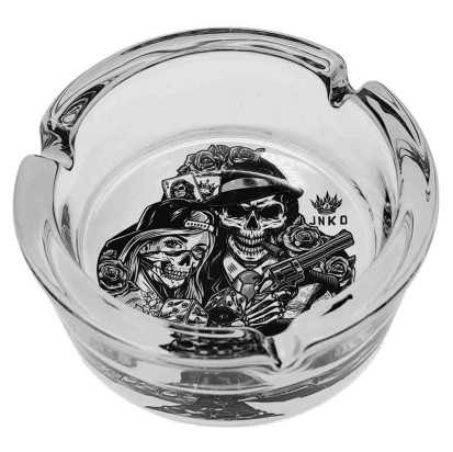 Ashtray Round Glass 10cm | Chicano Tattoo Art Series | Design 1 | Bonny & Clyde 1